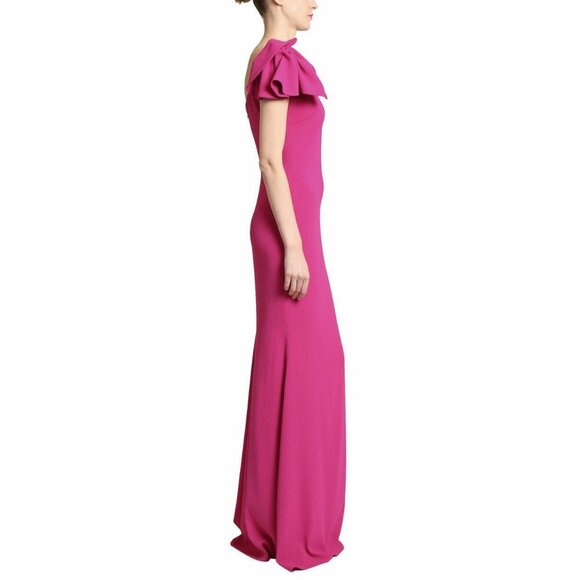 NWT Badgley Mischka Pink Twist Shoulder Detail Gown $650 - Picture 2 of 14
